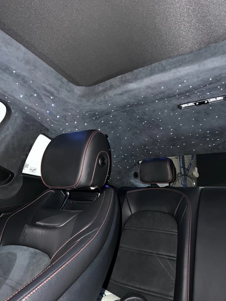 Starlight headliner with black suede and leather interior