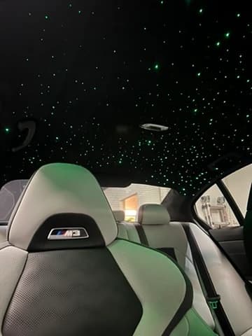 Green starlight headliner in a BMW M3