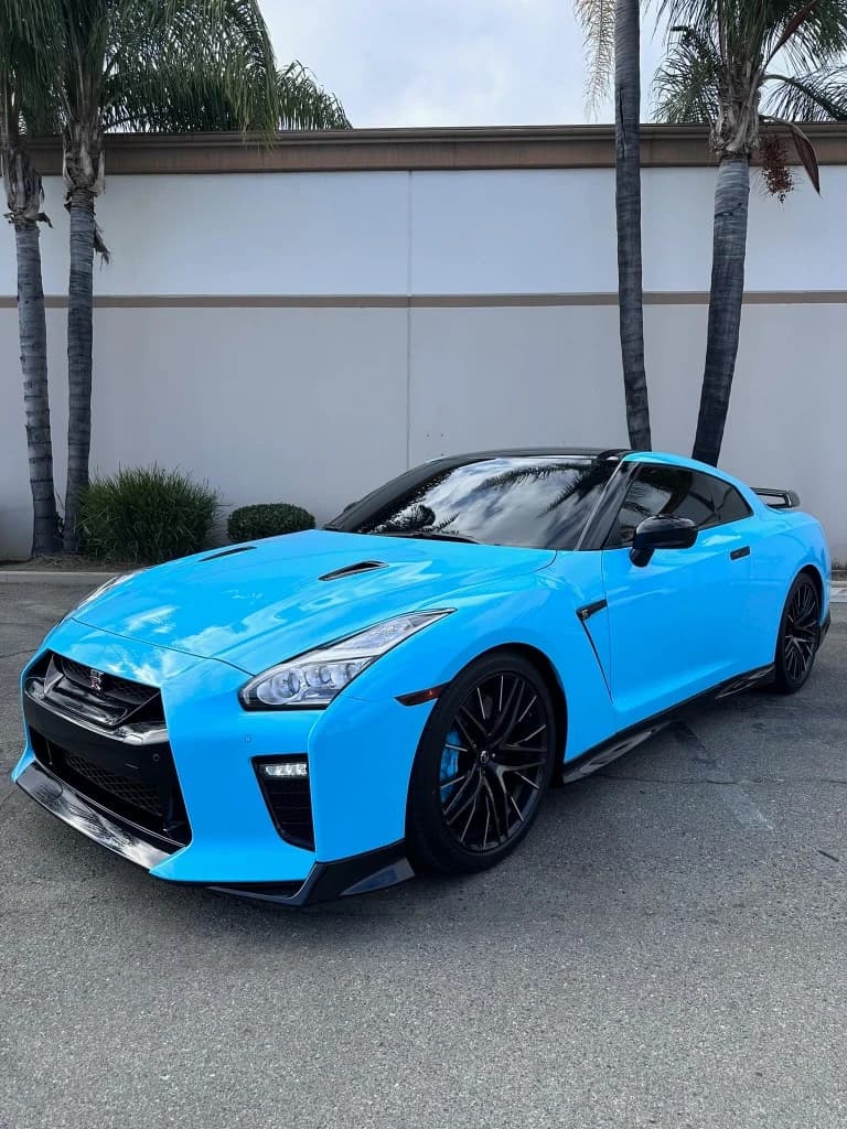 Blue wrapped Nissan GT-R project